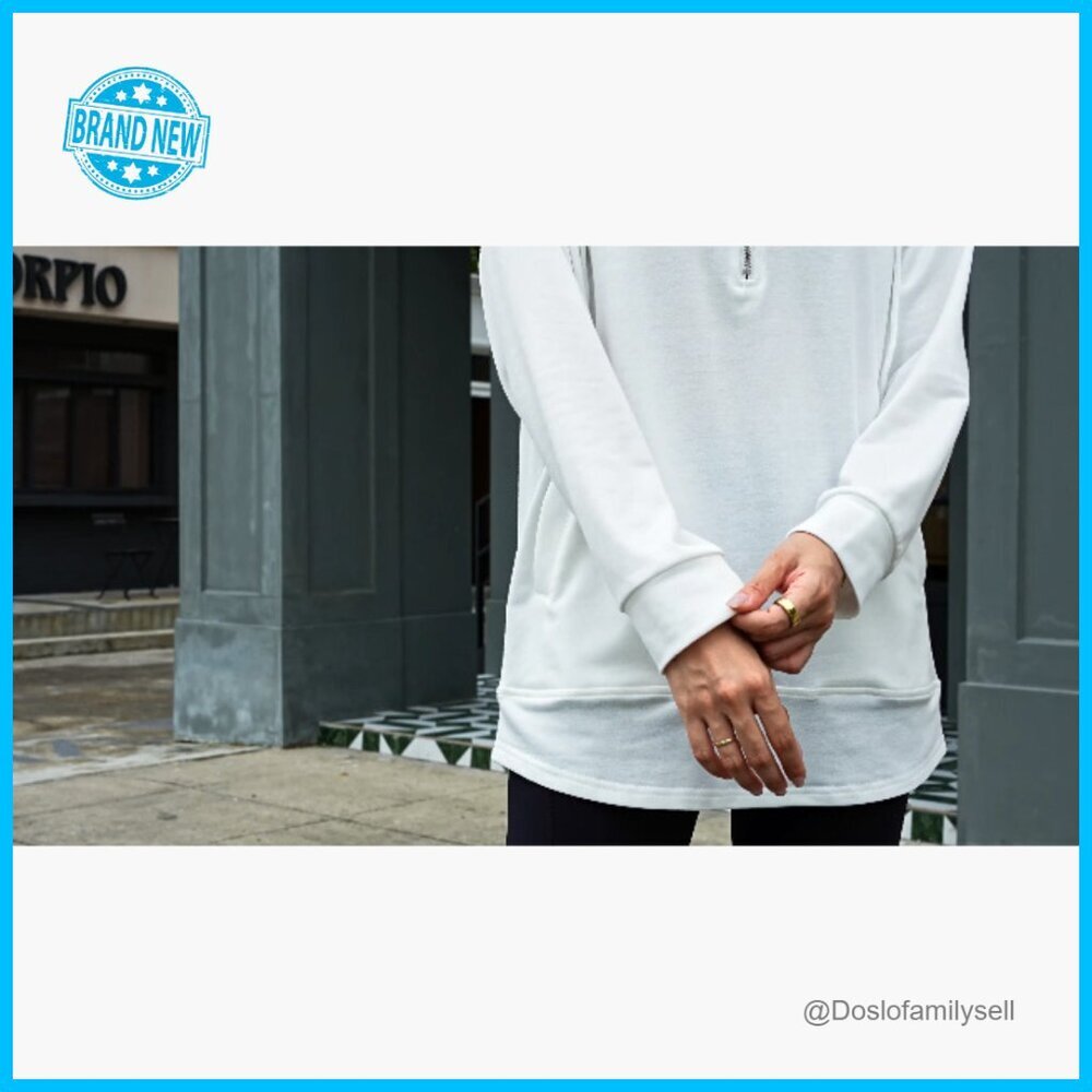 Quarter Zip Pullover Hoodie Lapel Neck Drawstring Tunic Side Pockets Casual - Picture 7 of 7